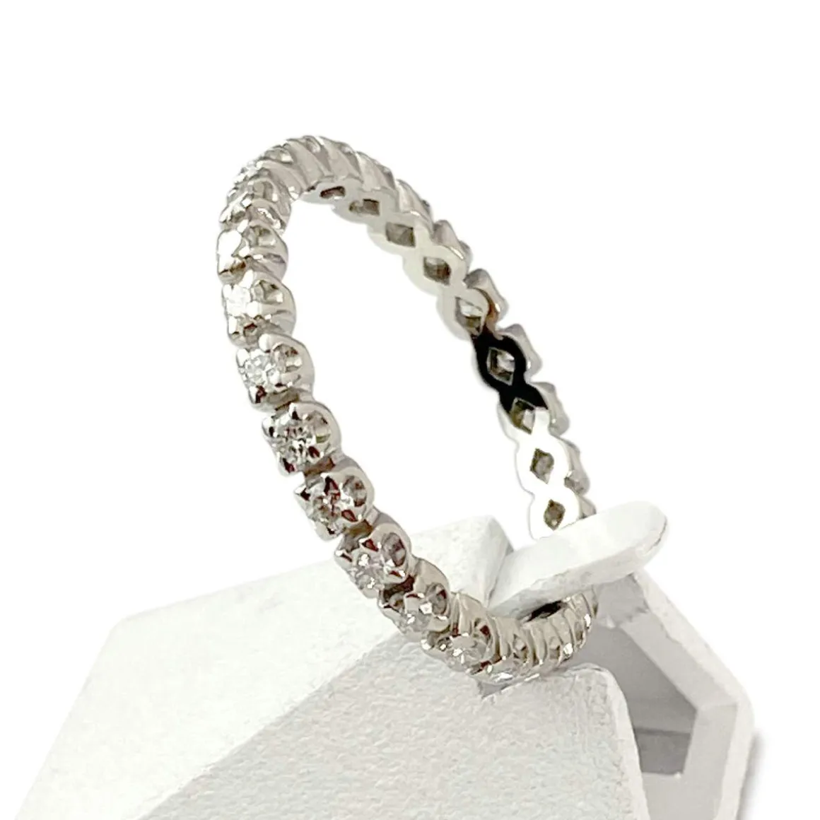 Bague d'occasion tour complet or 750 blanc diamants