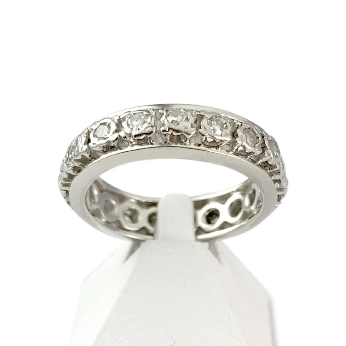 Bague d'occasion tour complet or 750 blanc diamants