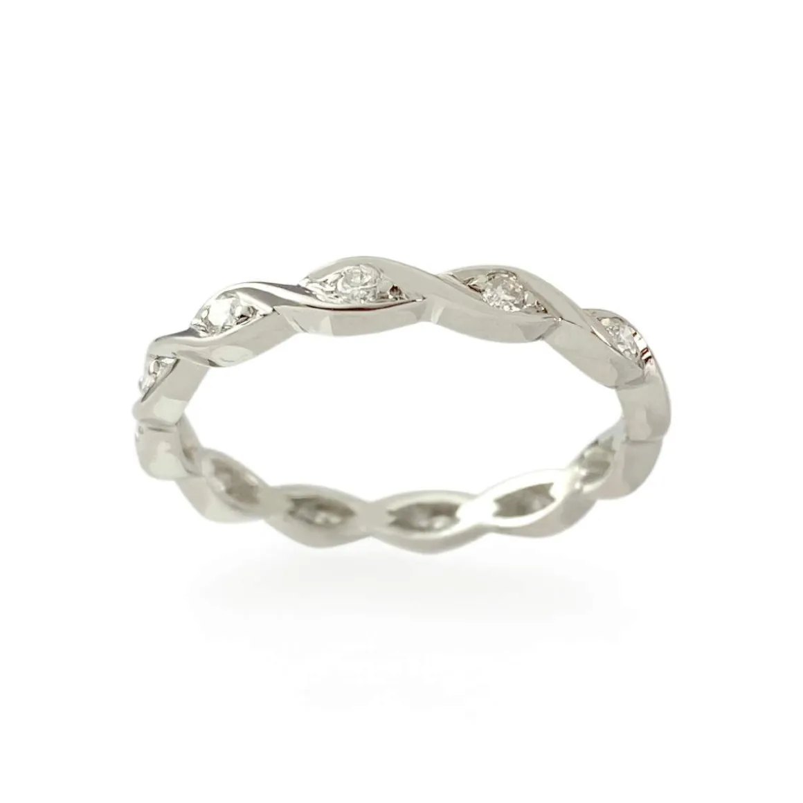 Bague d'occasion tour complet or 750 blanc diamants