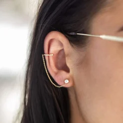 Bague d'oreille ear cuff plaqué or zirconia, vendue à l'unité