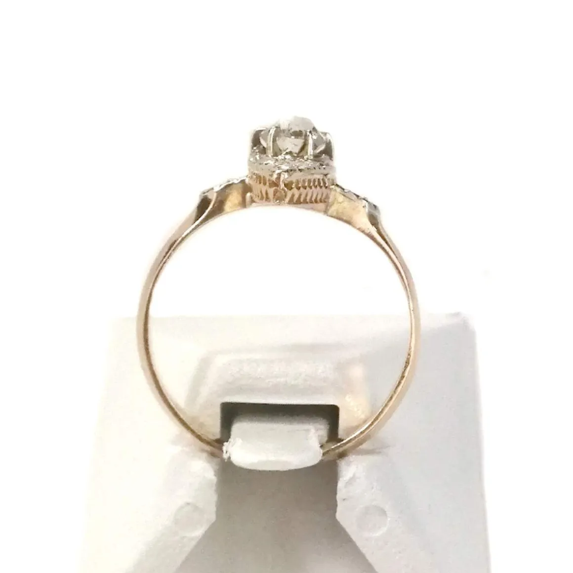 Bague marquise d'occasion or 750 jaune platine et diamants