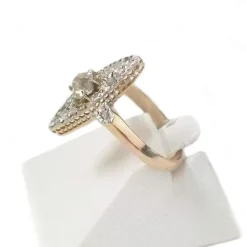 Bague marquise d'occasion or 750 jaune platine et diamants