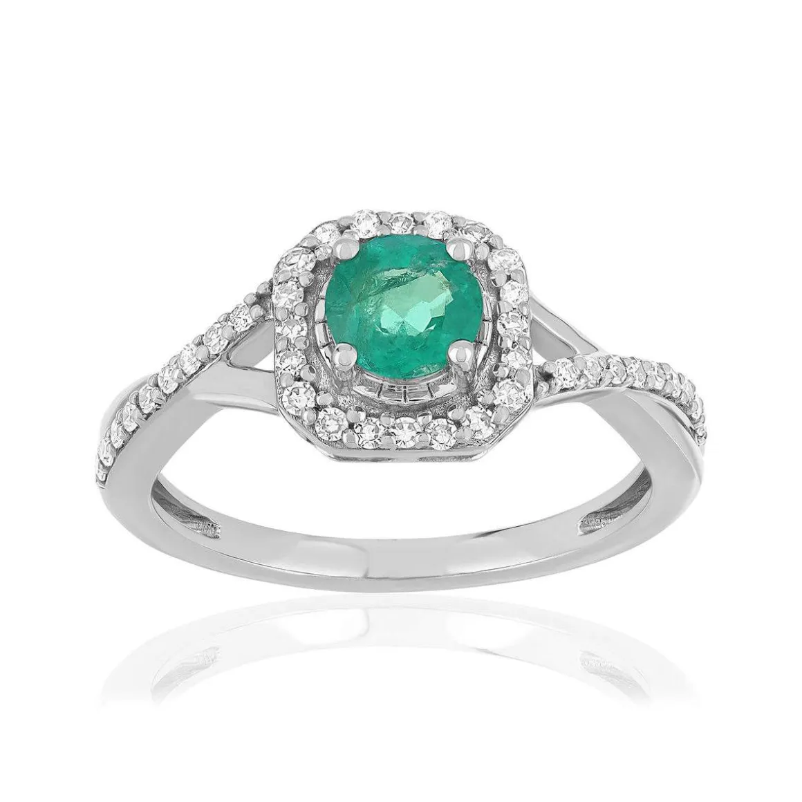 Bague MATY Or 750 blanc Emeraude et Diamants