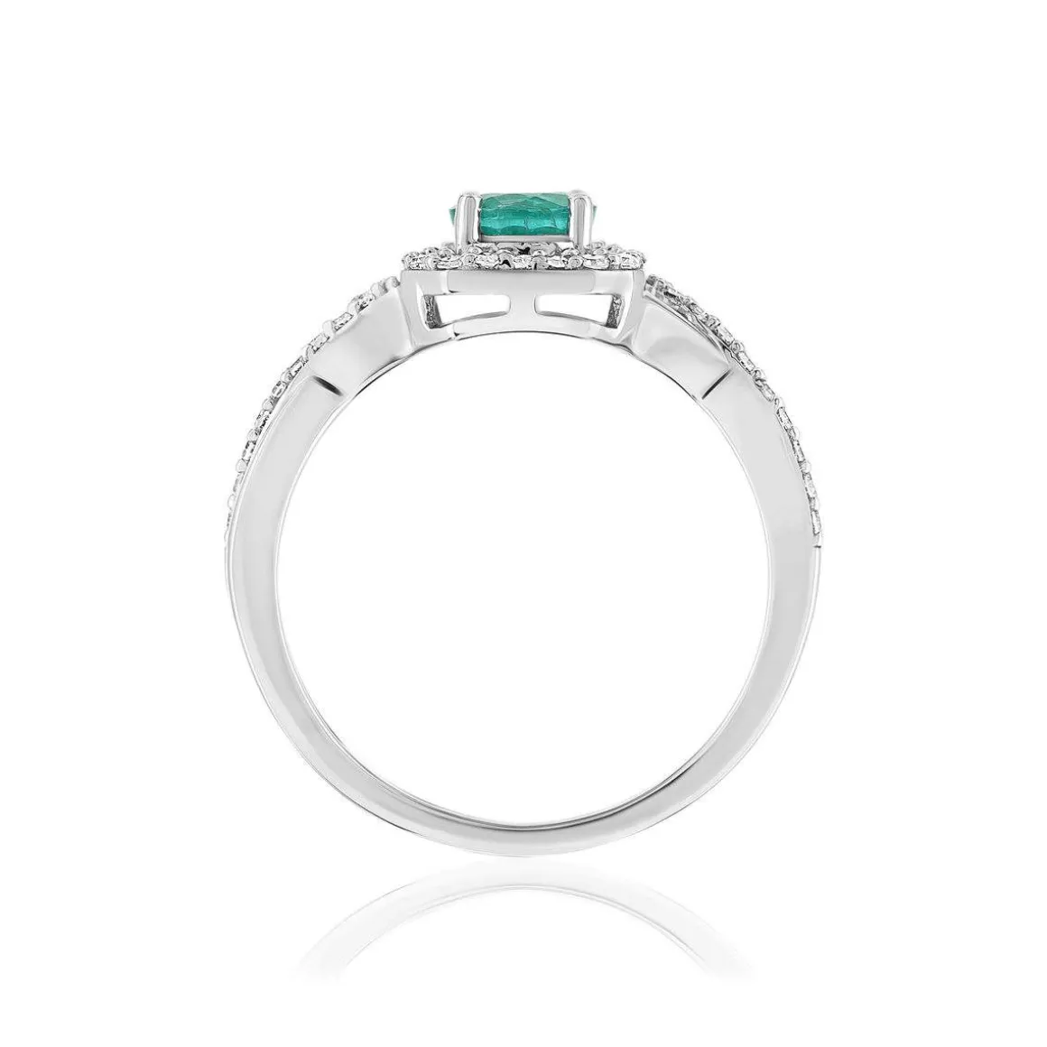 Bague MATY Or 750 blanc Emeraude et Diamants