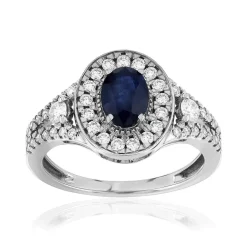 Bague MATY Or 750 blanc Saphir Diamants noirs traités et diamants blans