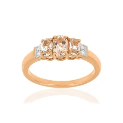 Bague MATY Or 375 2 tons Diamants et Morganites