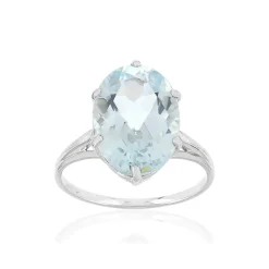 Bague or blanc 750, 1 Aigue marine.