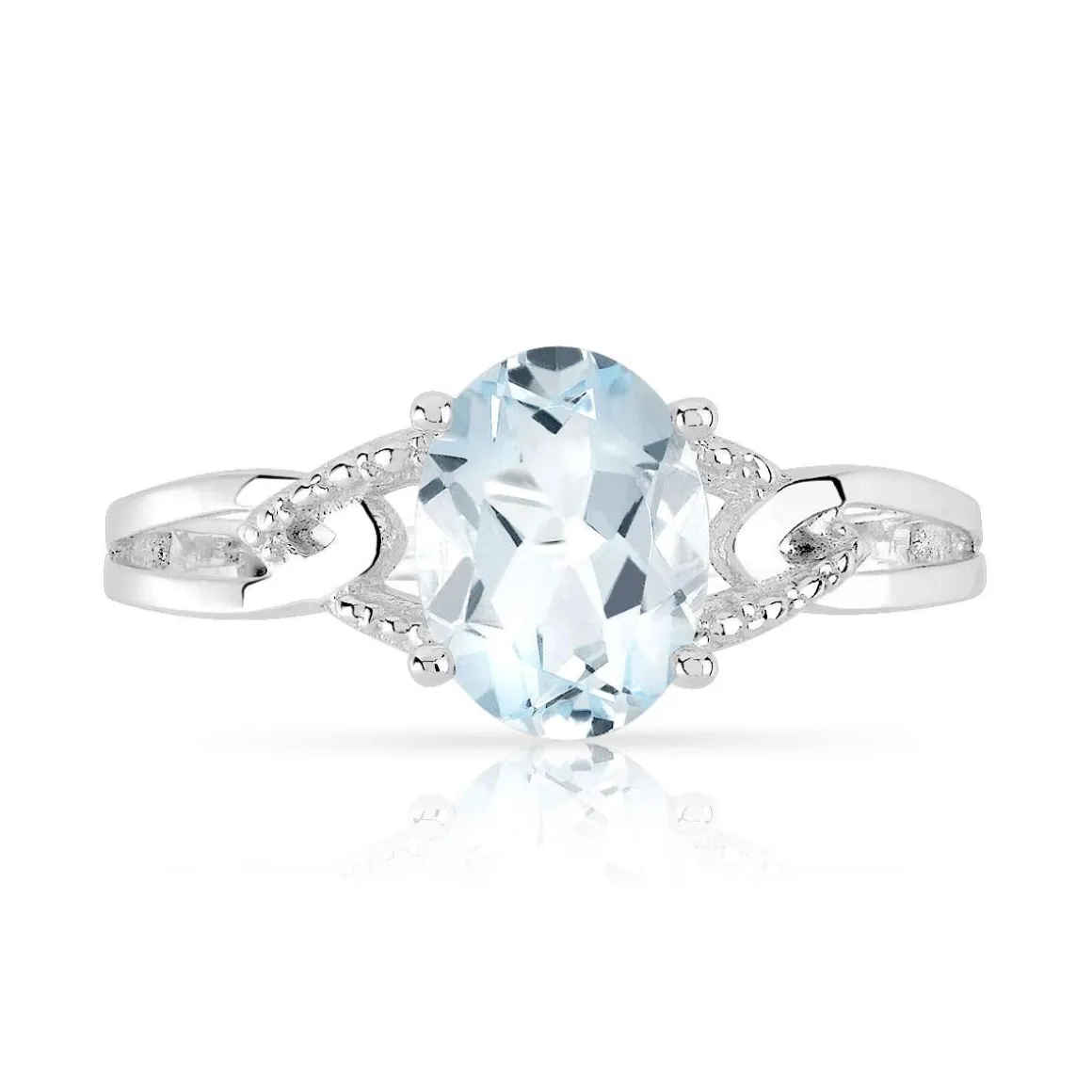 Bague or 750 blanc aigue marine ovale