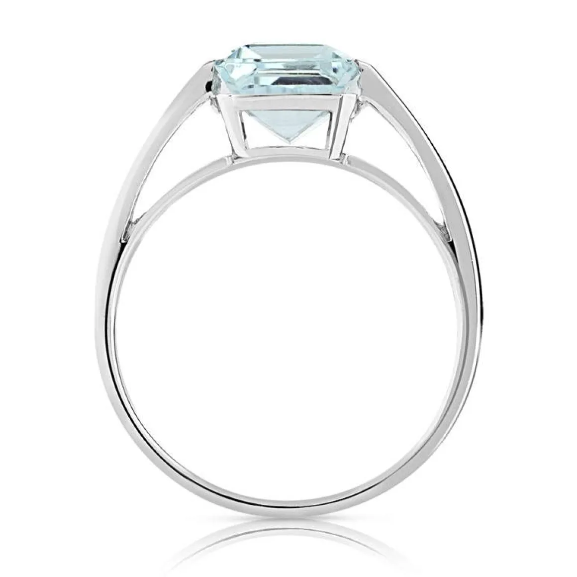 Bague or 750 blanc aigue marine rectangulaire