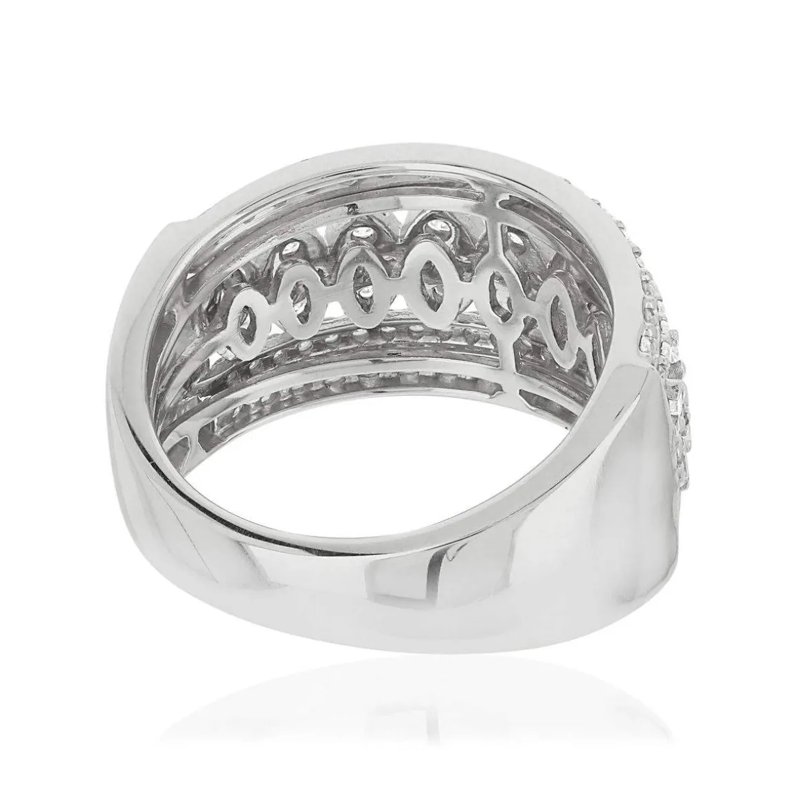 Bague or 750 blanc ajourée diamants synthétiques 1,25 carat