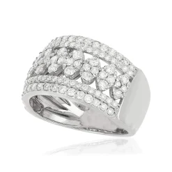 Bague or 750 blanc ajourée diamants synthétiques 1,25 carat