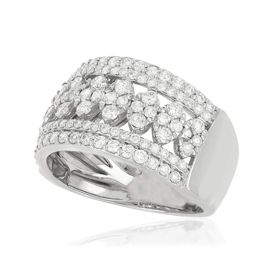 Bague or 750 blanc ajourée diamants synthétiques 1,25 carat