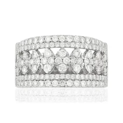 Bague or 750 blanc ajourée diamants synthétiques 1,25 carat