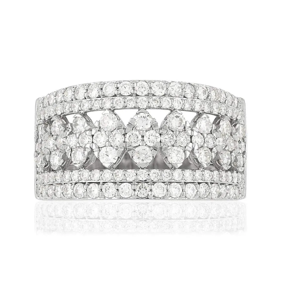Bague or 750 blanc ajourée diamants synthétiques 1,25 carat