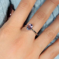 Bague or 375 blanc améthyste