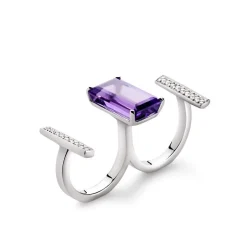 Bague or 750 blanc Améthyste et diamant