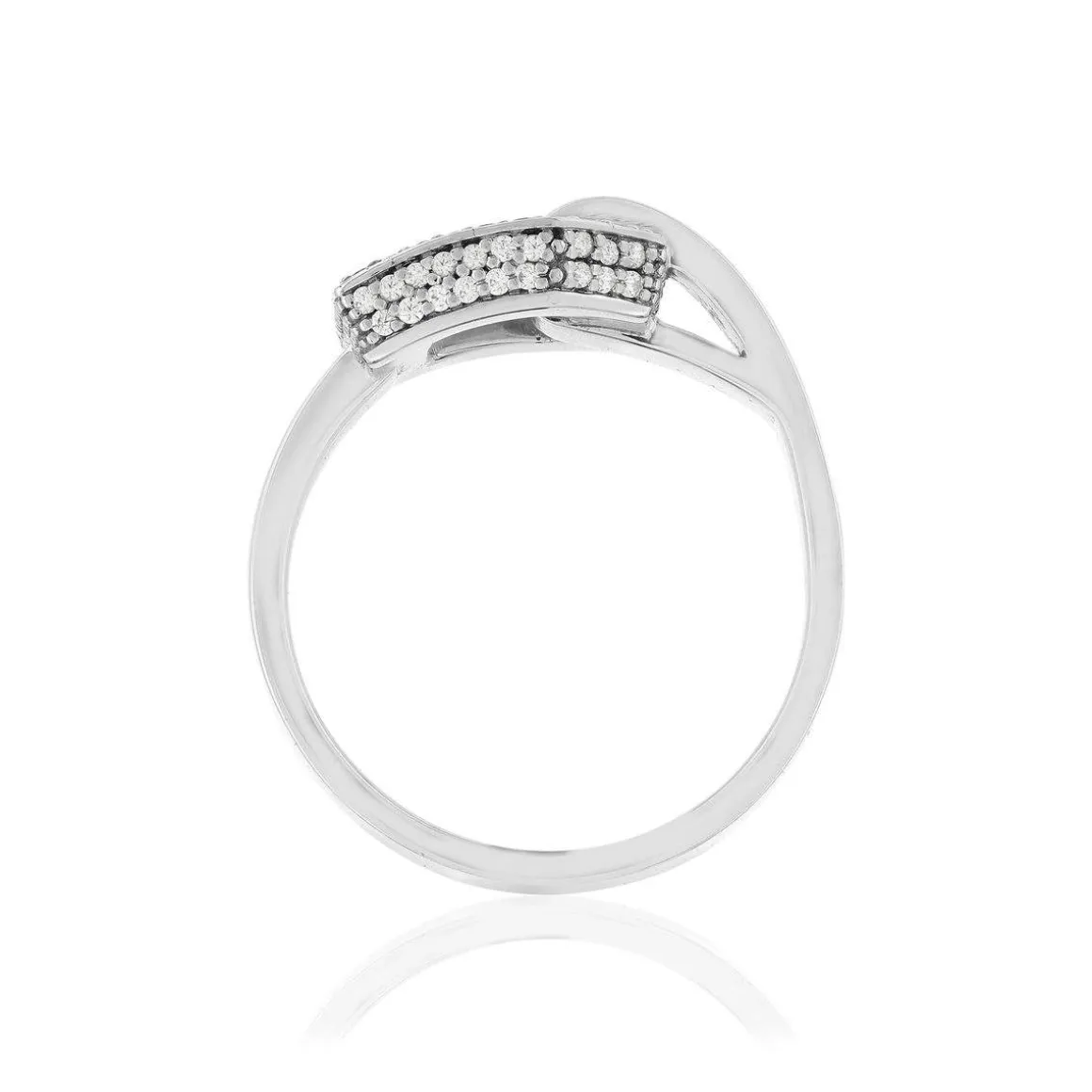 Bague or 750 blanc boucle et demi-tour diamants