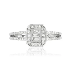 Bague or 750 blanc carrée diamants