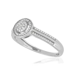Bague or 375 blanc centre ajouré diamants