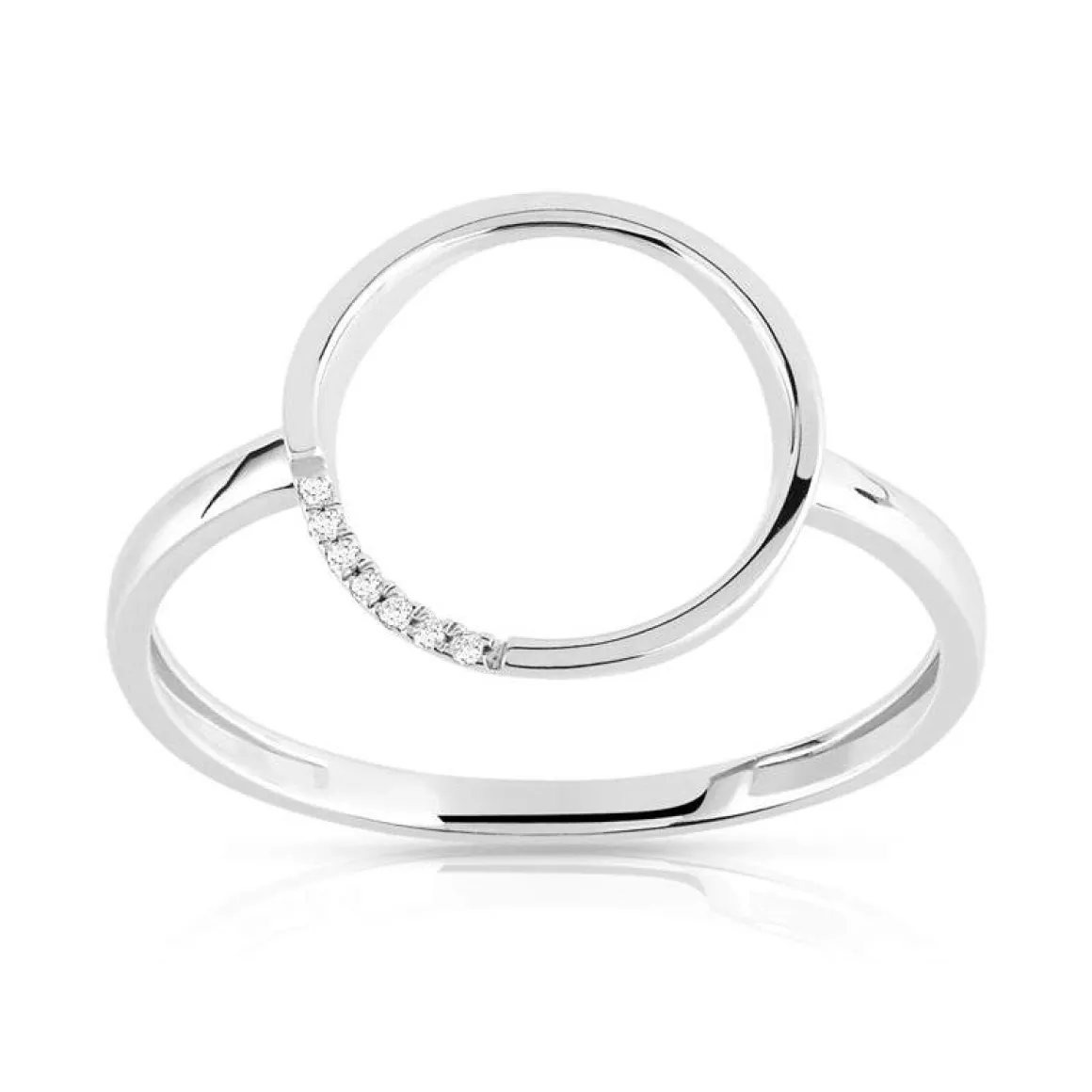 Bague or 375 blanc cercle diamants