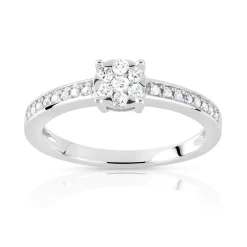 Bague or 750 blanc diamant