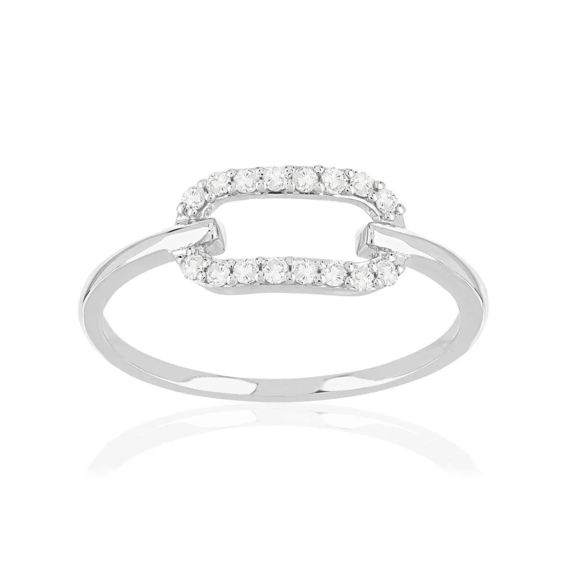 Bague or 375 blanc diamants