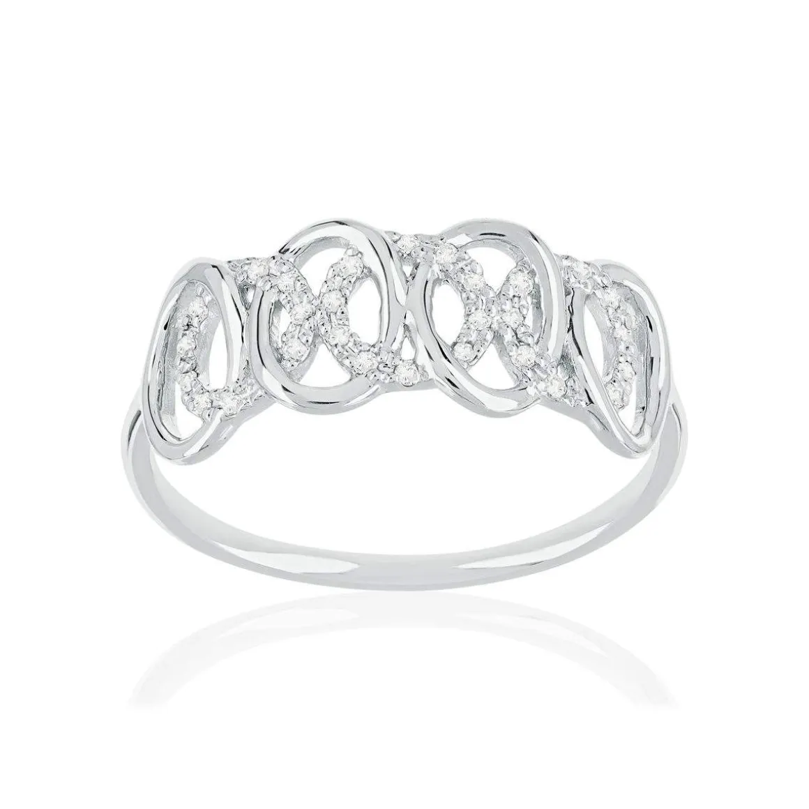 Bague or 375 blanc diamants
