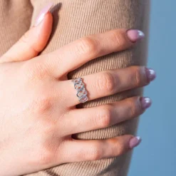 Bague or 375 blanc diamants