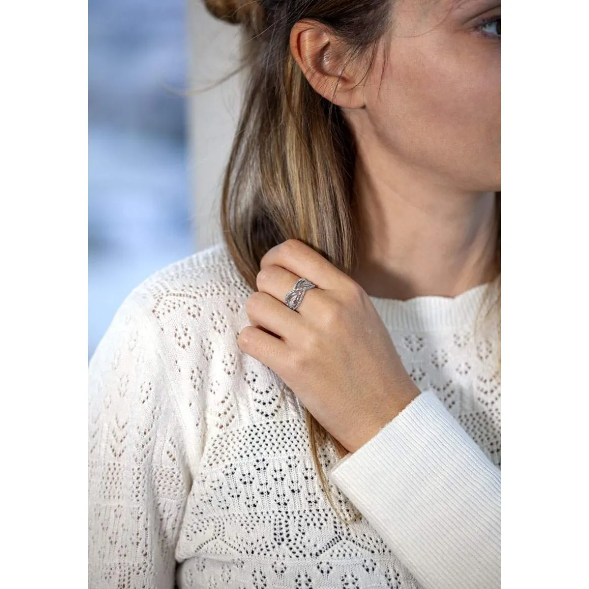 Bague or blanc 375 diamants