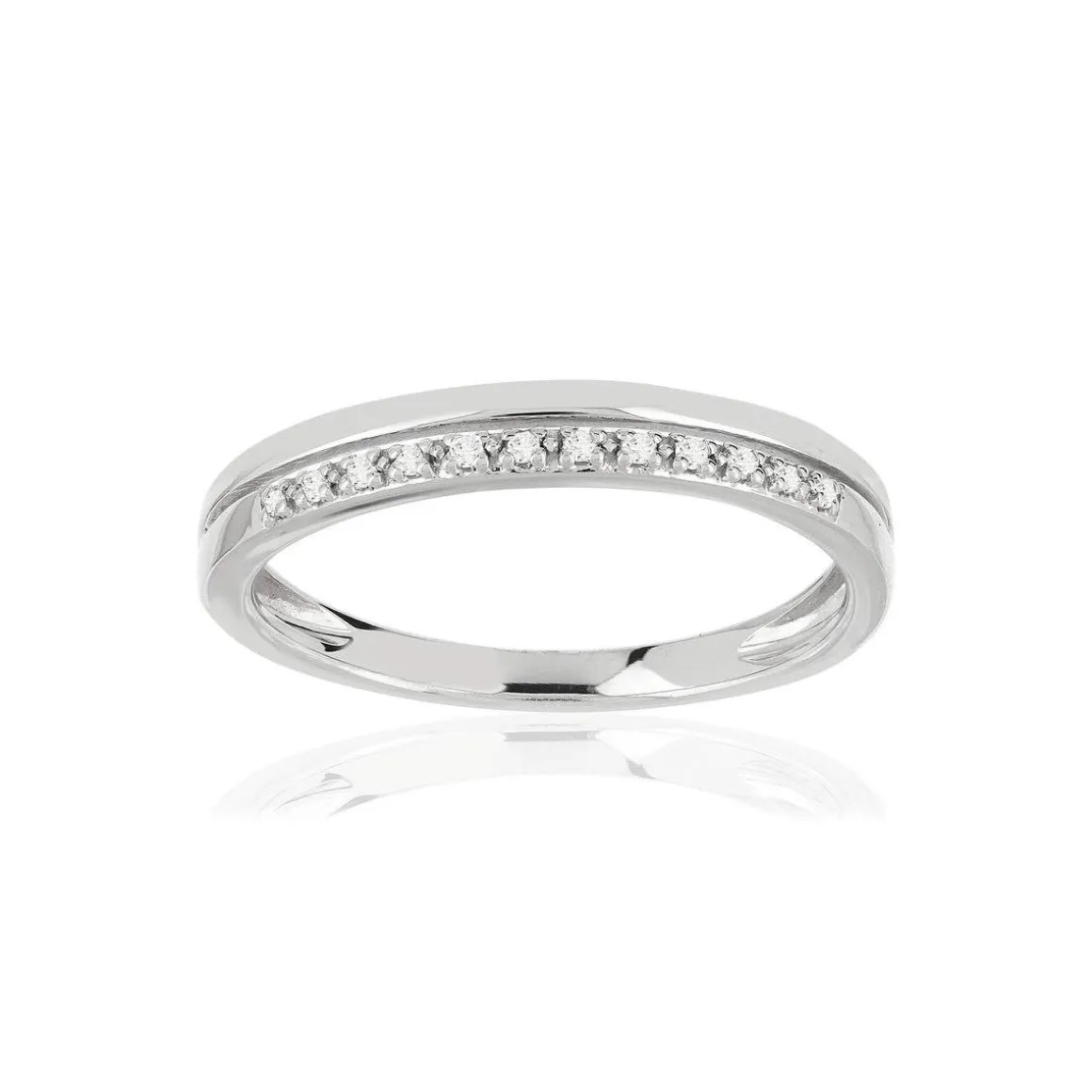 Bague or 375 blanc diamants