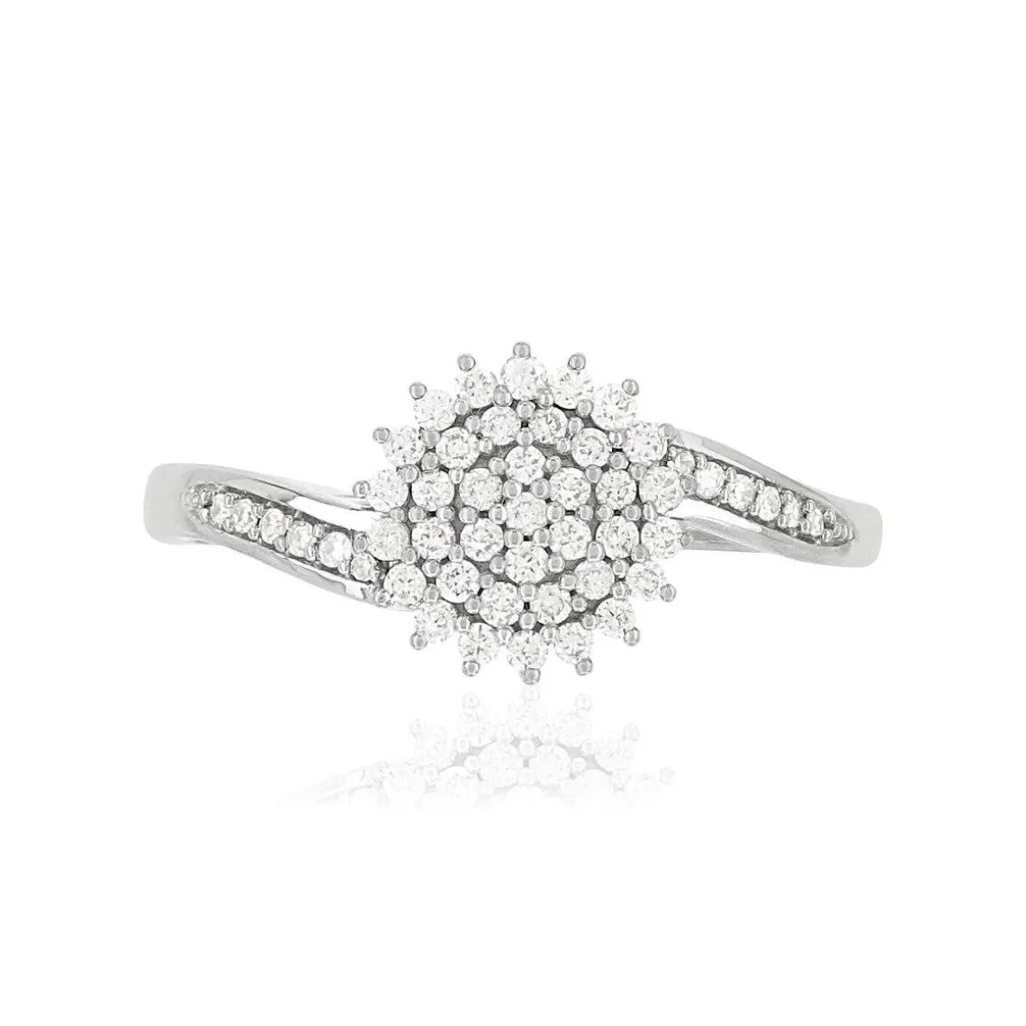 Bague or 375 blanc diamants