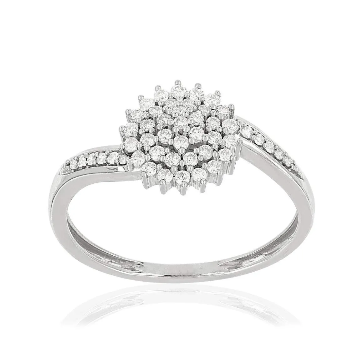 Bague or 375 blanc diamants