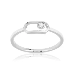Bague or 375 blanc diamants