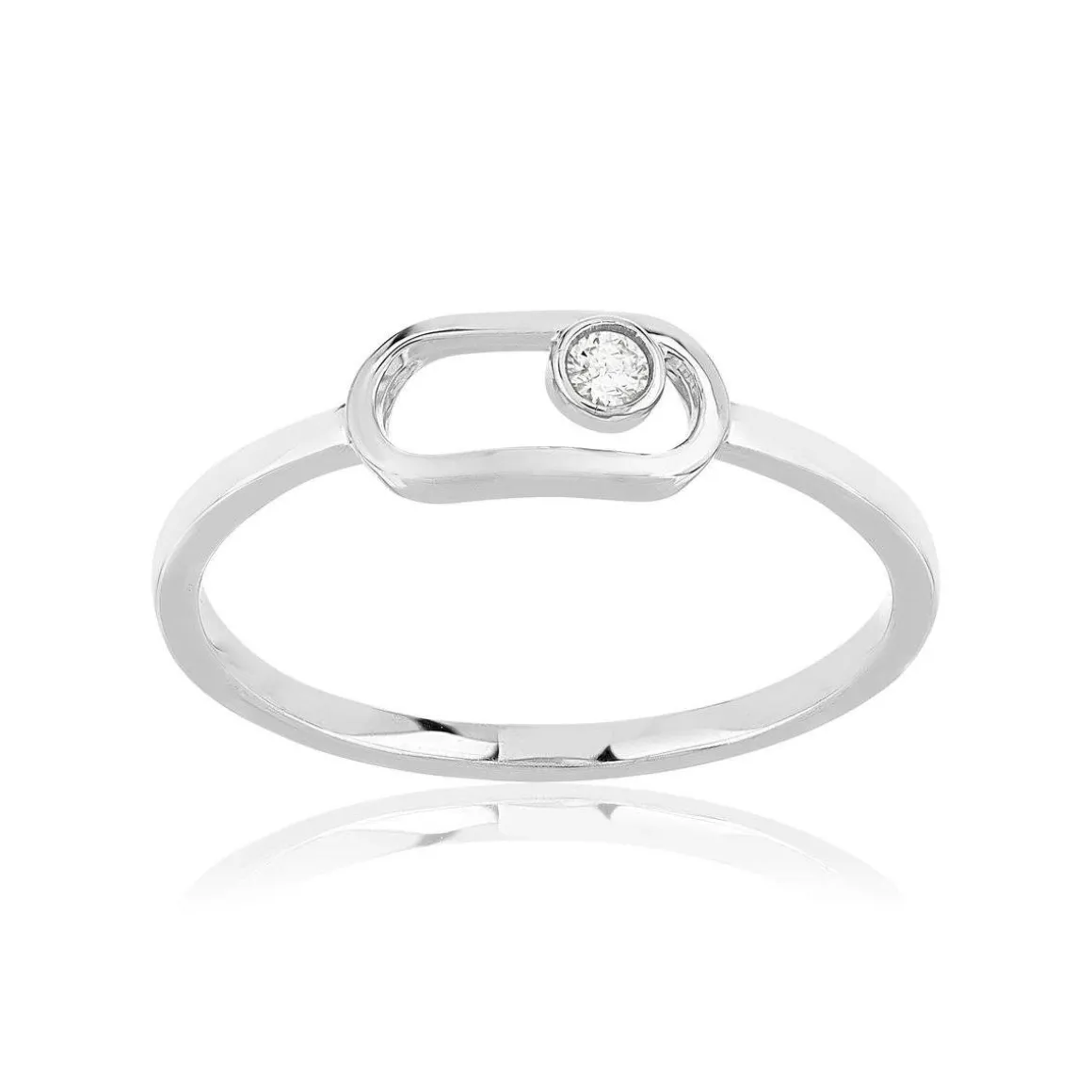 Bague or 375 blanc diamants