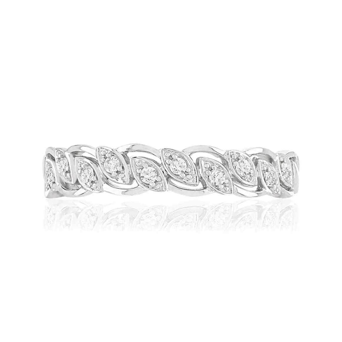 Bague or 375 blanc diamants
