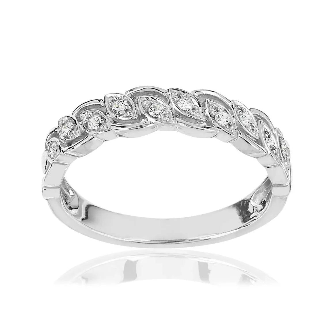 Bague or 375 blanc diamants