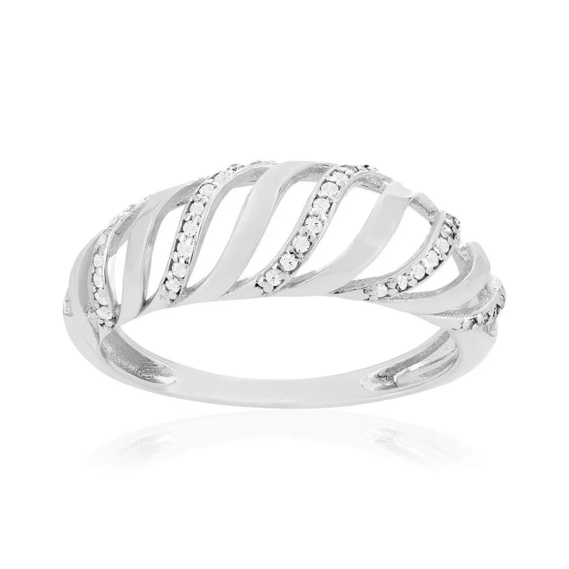 Bague or 375 blanc diamants