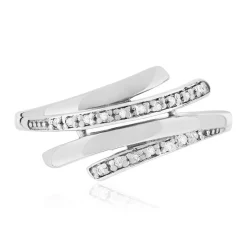 Bague or 375 blanc diamants