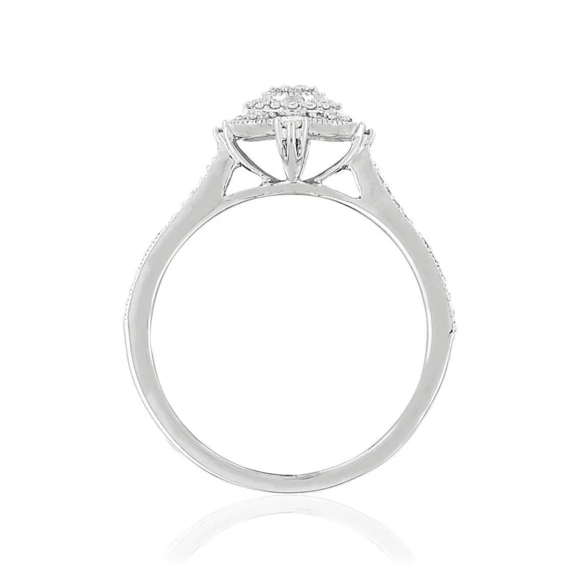 Bague or 375 blanc diamants