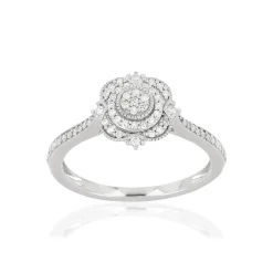 Bague or 375 blanc diamants