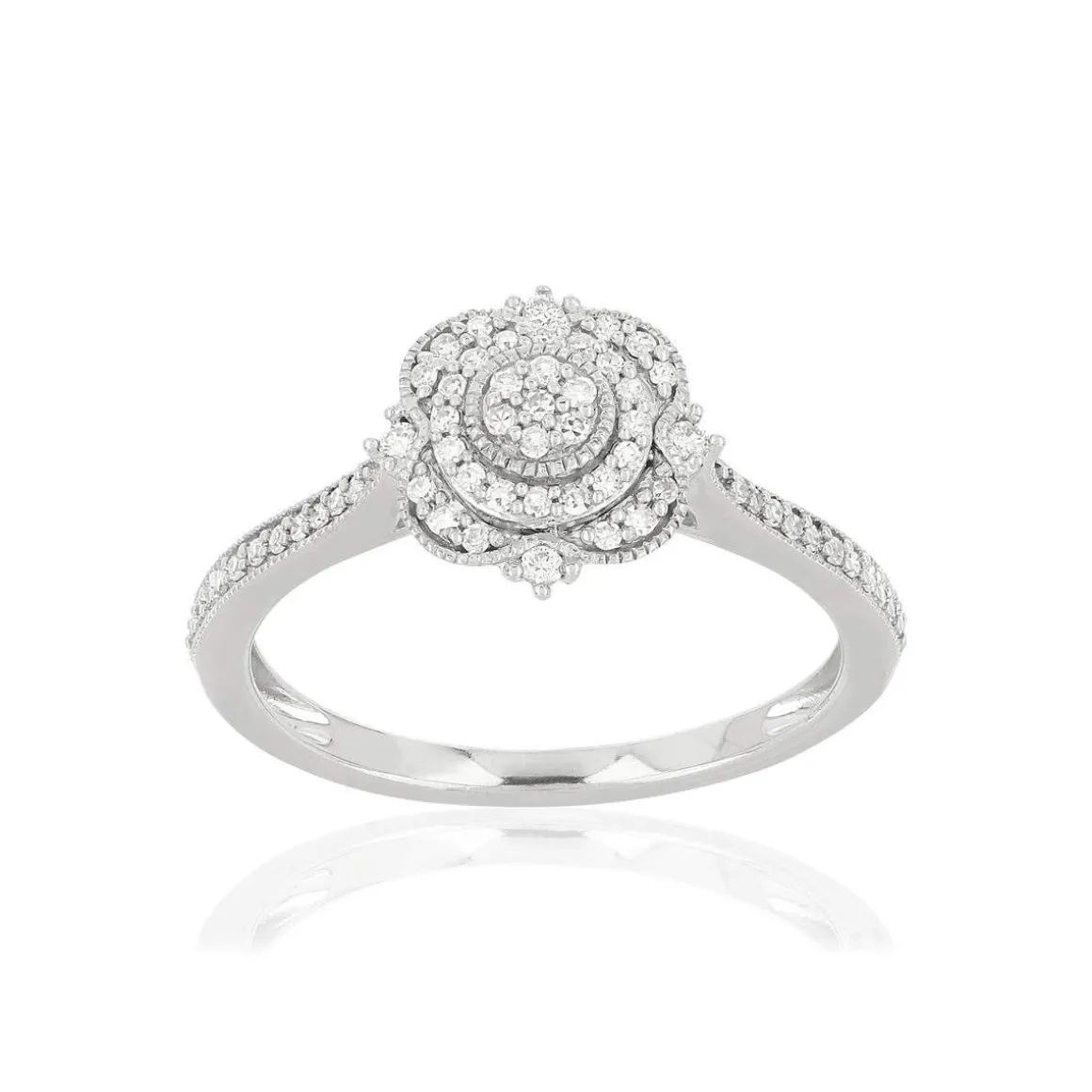 Bague or 375 blanc diamants