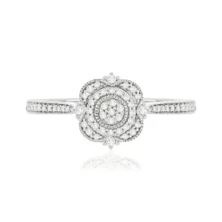 Bague or 375 blanc diamants