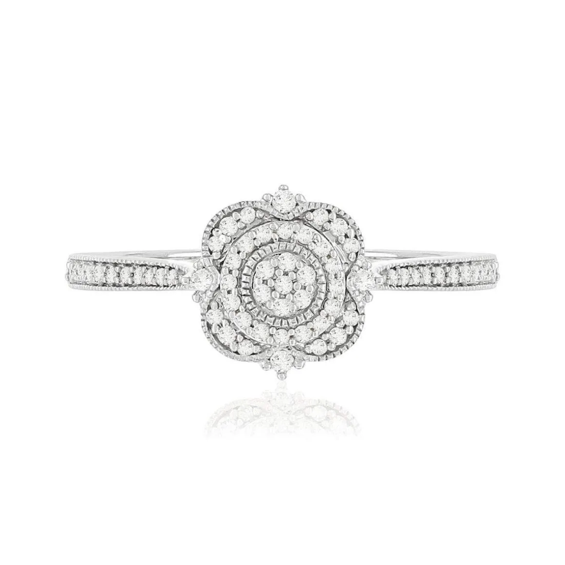 Bague or 375 blanc diamants