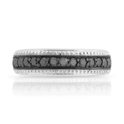Bague or 750 blanc diamants noirs traités