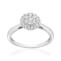 Bague or 750 blanc diamants synthétiques 0,33 carat