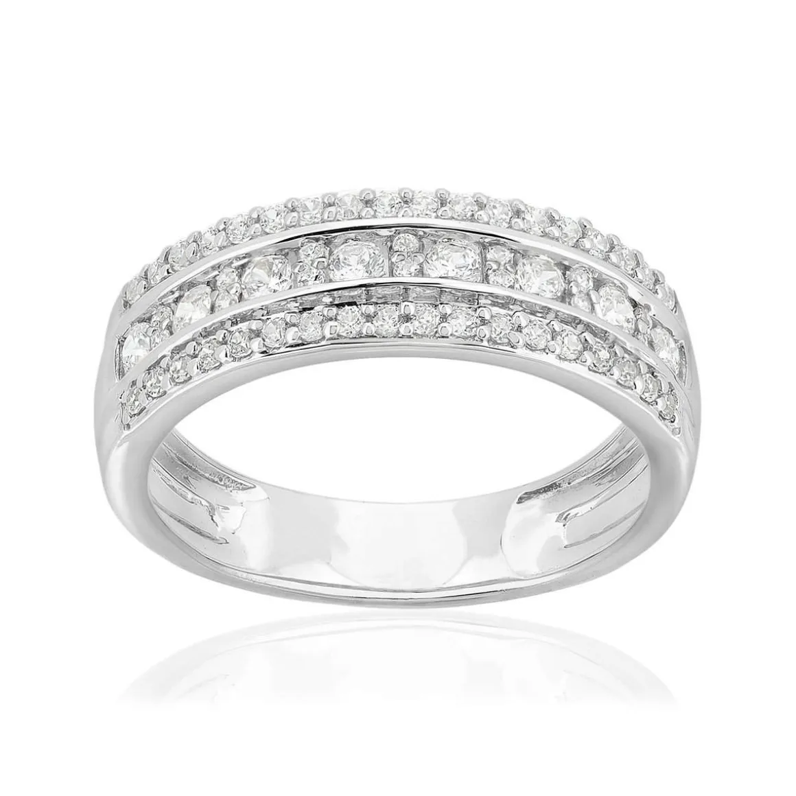 Bague or 750 blanc diamants synthétiques 0,5 carat