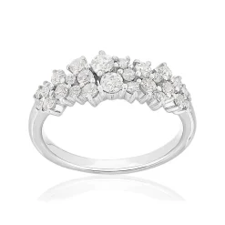 Bague or 750 blanc diamants synthétiques 0,70 carat