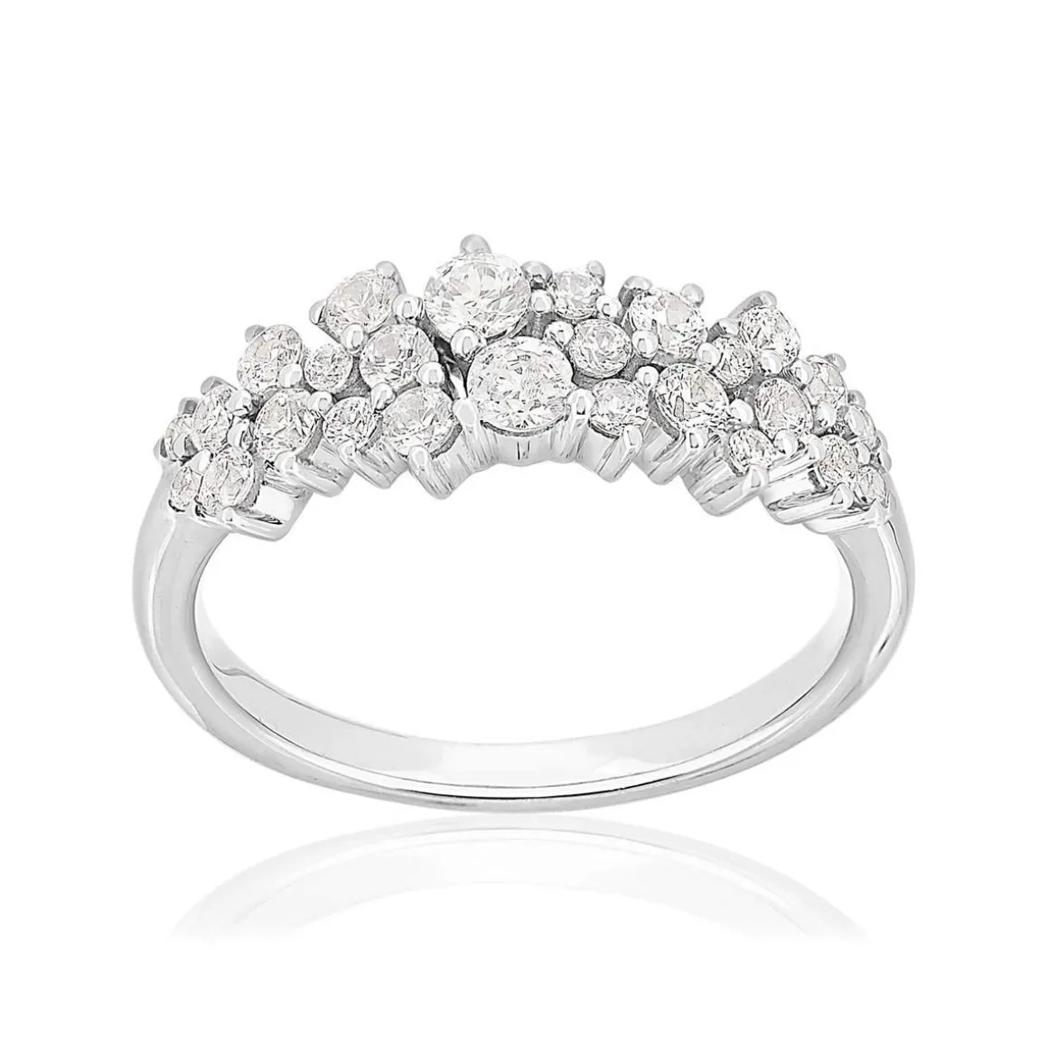 Bague or 750 blanc diamants synthétiques 0,70 carat