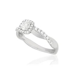 Bague or blanc 750 diamants synthétiques 0.50 carat
