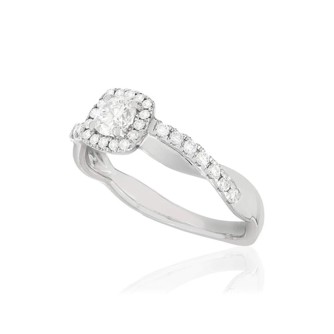 Bague or blanc 750 diamants synthétiques 0.50 carat